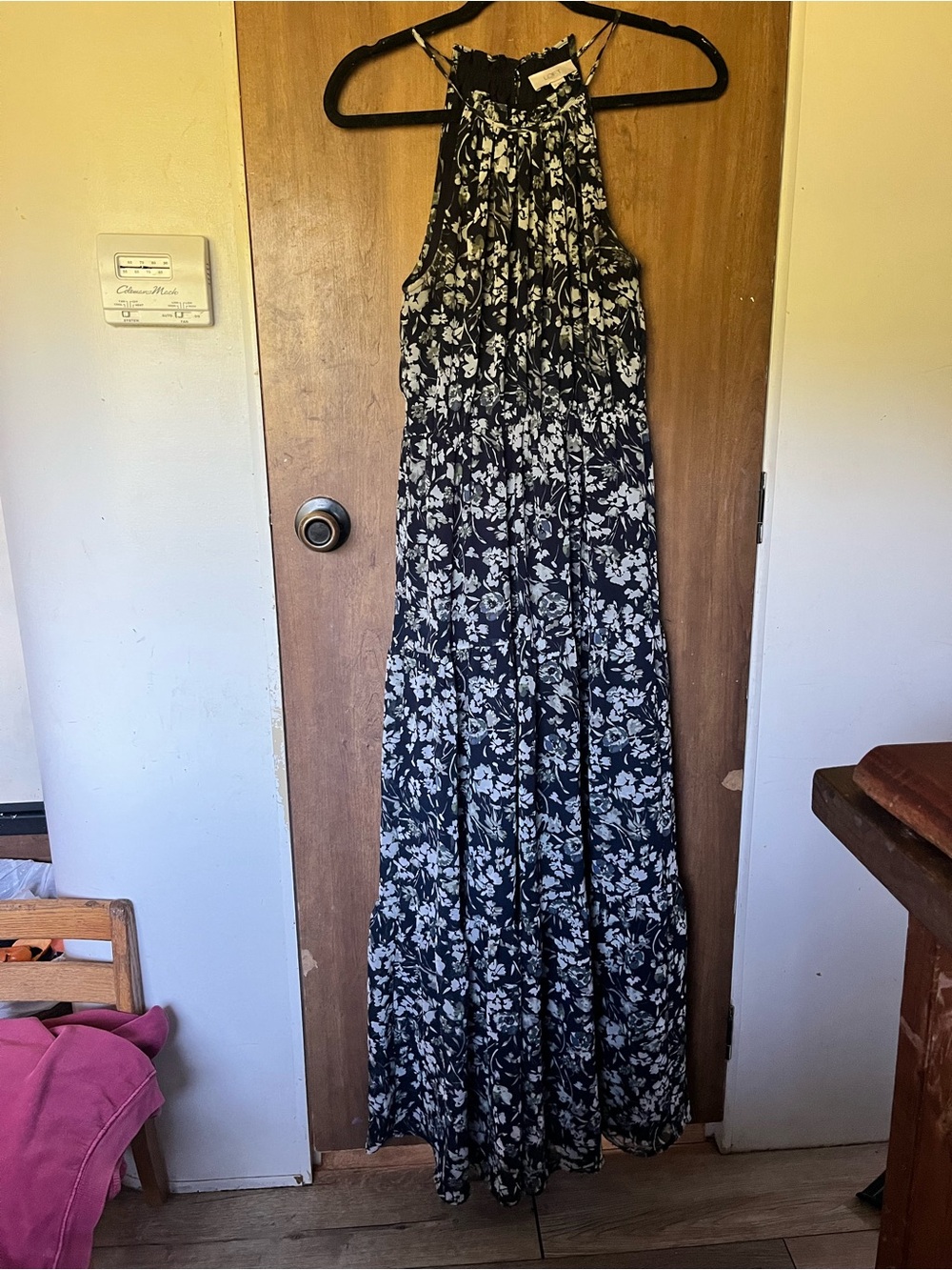 LOFT Blue & White Floral Halter Maxi Dress